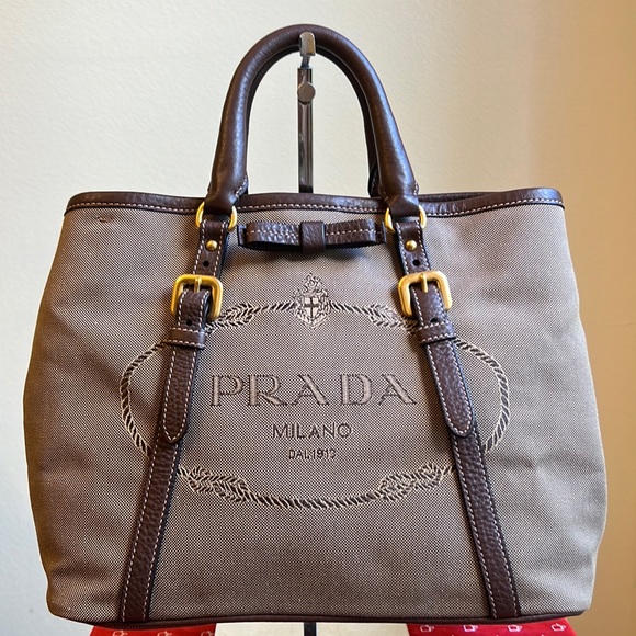 Authentic Prada Jacquard Logo handbag/ crossbody Bag - Picture 1 of 17